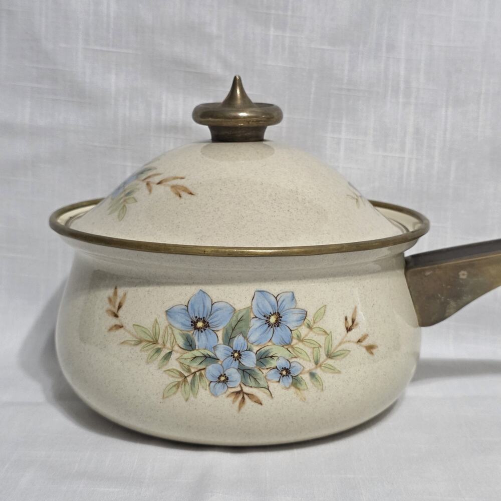 Mikasa Grande Chef Day Dreams UN704 Covered Saucepan 2 Qt Enameled Pot Lid Japan